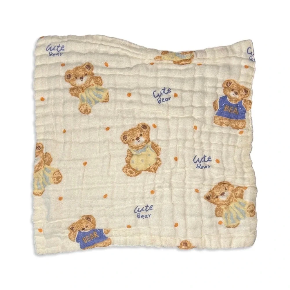 4 pack Wash/Burp Cloths in Teddy Bear Pattern, 10 x 10